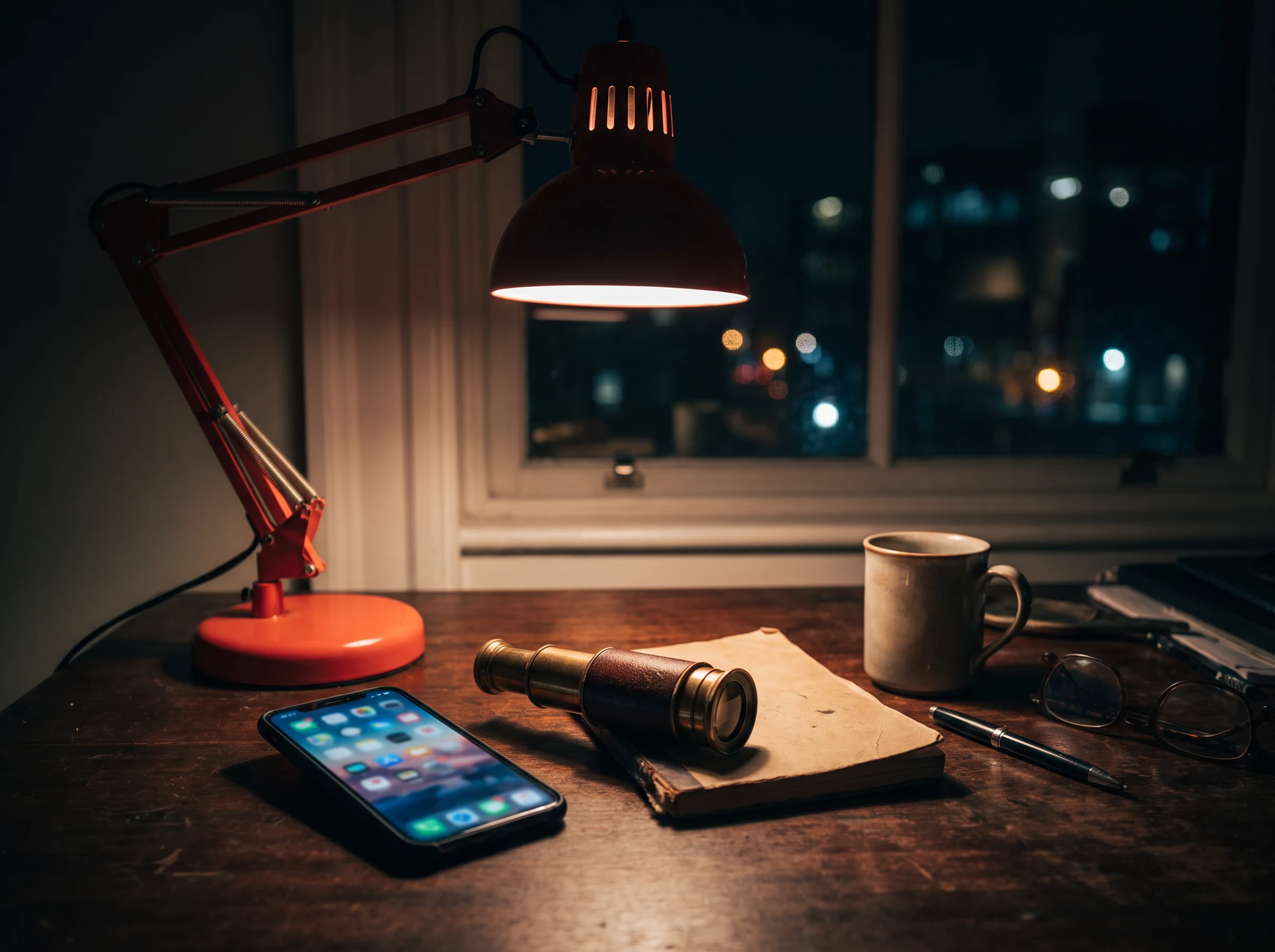 Night blue phone scene
